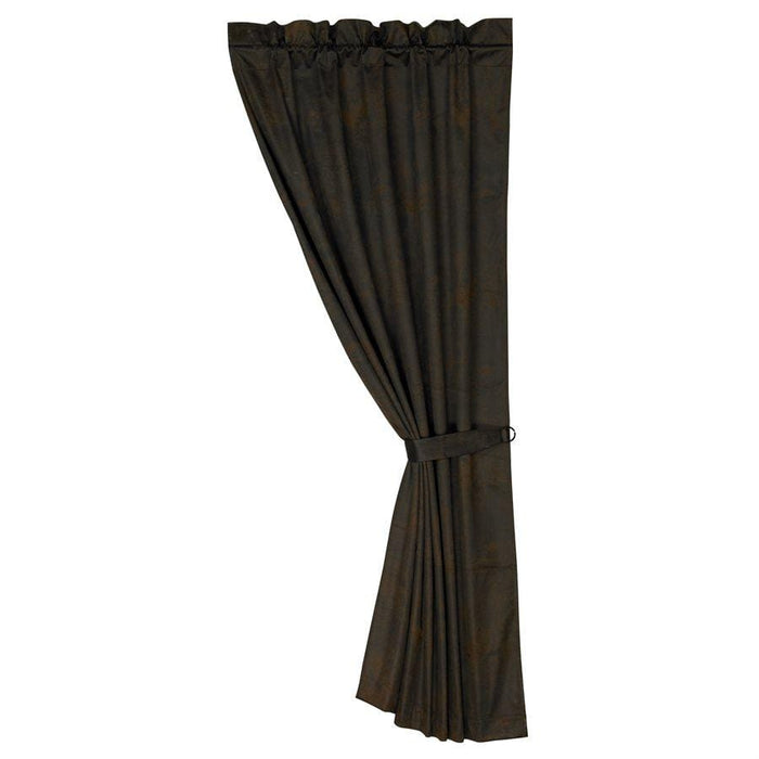 Chocolate Faux Leather Rod-Pocket Curtain Panel Curtain