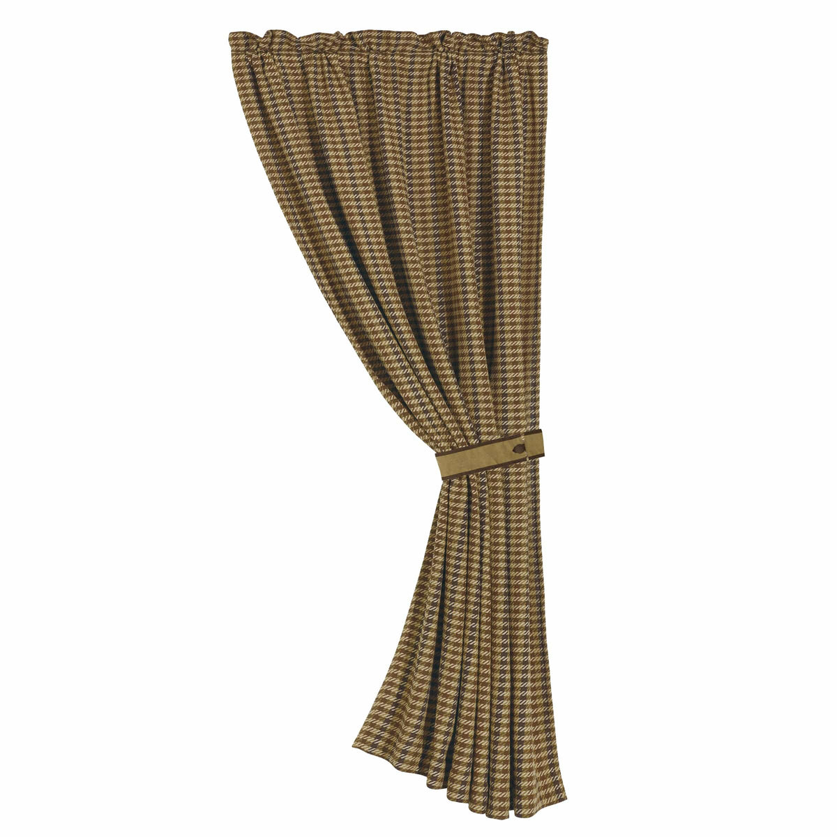 Crestwood Single Panel Curtain w/ Chocolate Brown Houndstooth Curtain