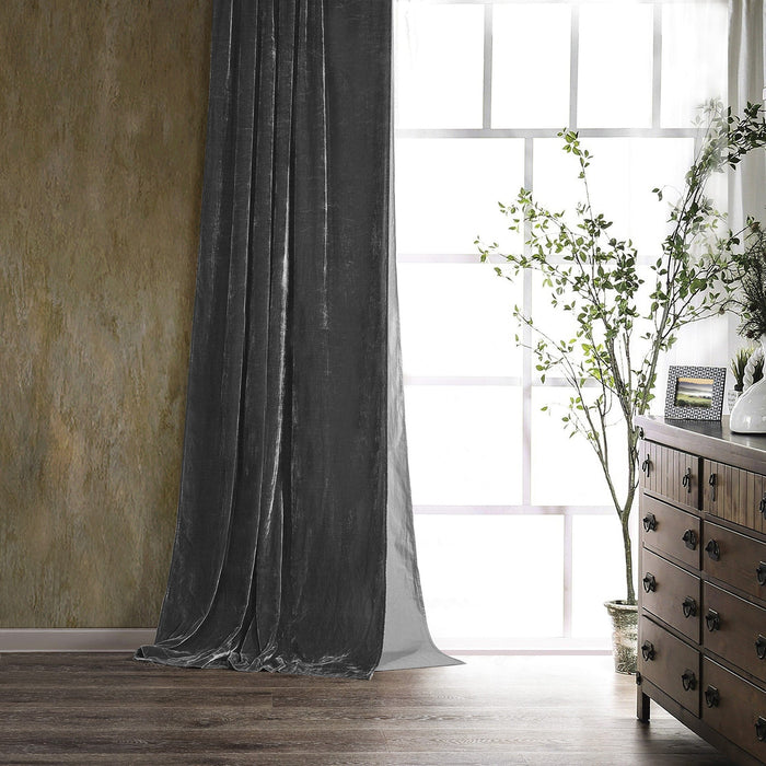 Stella Faux Silk Velvet Curtain Dark Slate Curtain