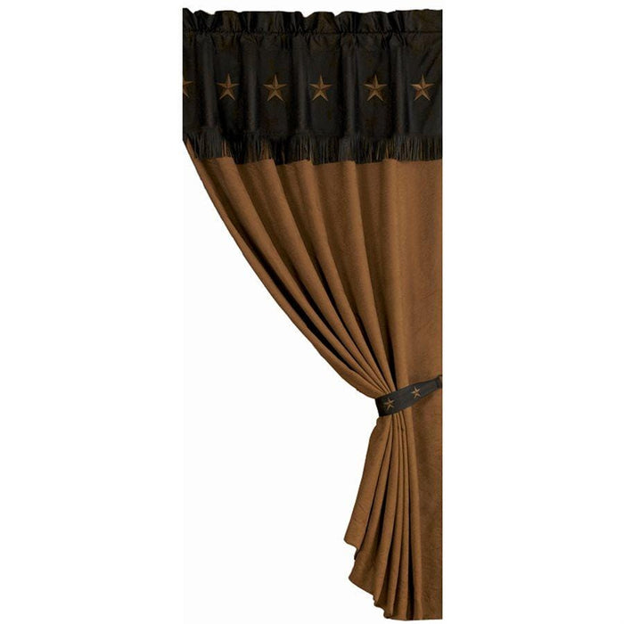 Laredo Embroidered Star Single Panel Curtain - Chocolate Curtain