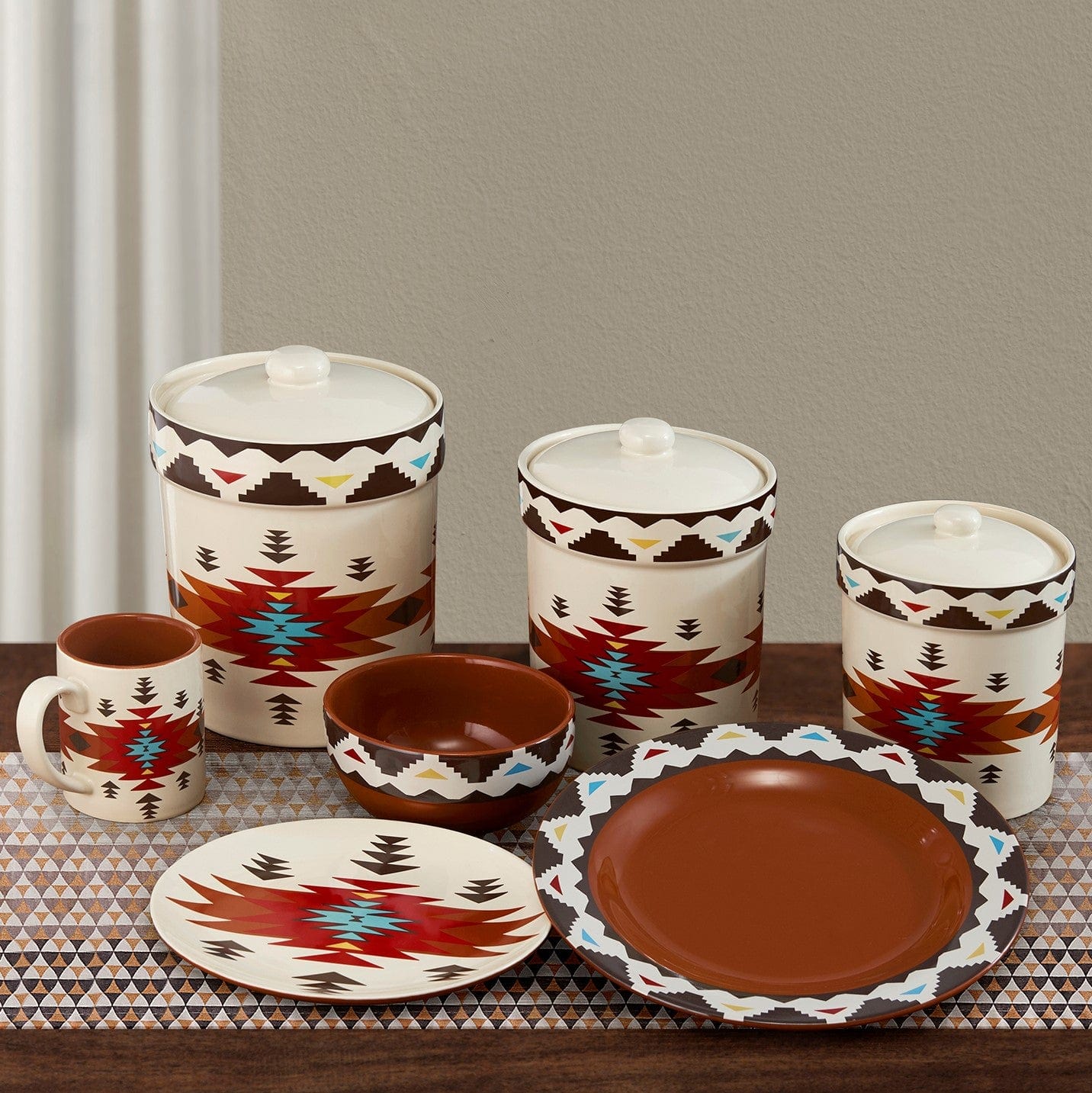 Del Sol Aztec 19-PC Dinnerware and Canister Set Dinnerware Set