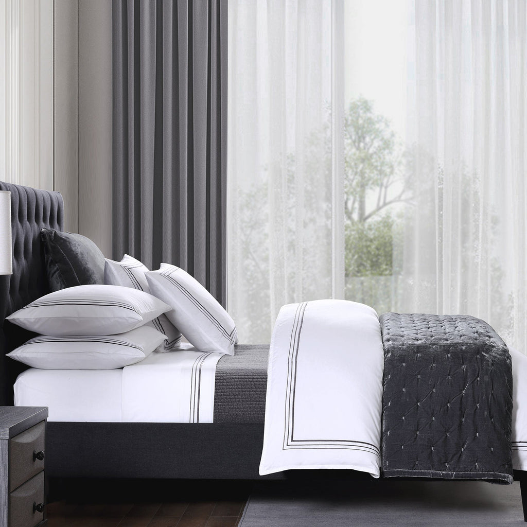 Embroidered Border Duvet Cover Set Duvet Cover