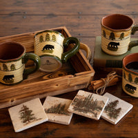 Bear Mug and Scenery Tree Coaster 8PC Set Kitchen Lifestyle