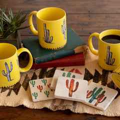 Ceramic mug and stone coaster set