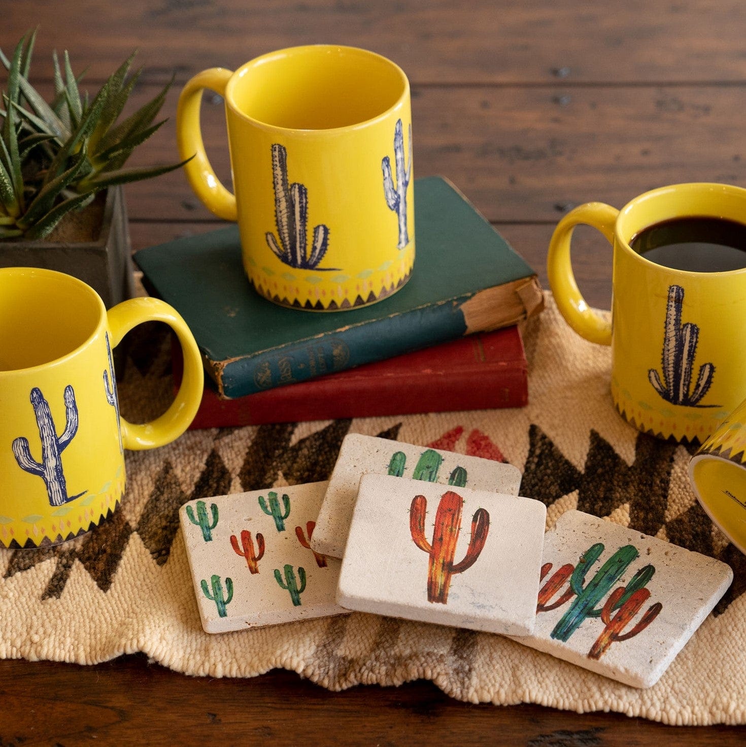 Cactus Coffee Mug and Coaster 8PC Set Kitchen Lifestyle