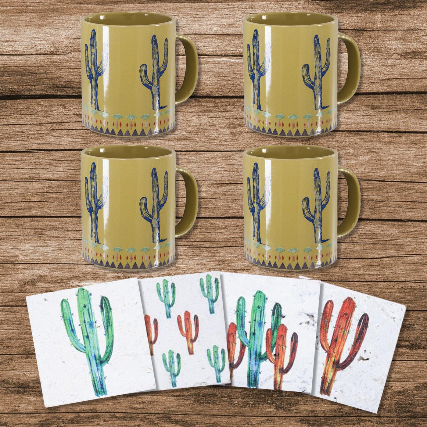 Cactus Coffee Mug and Coaster 8PC Set Kitchen Lifestyle