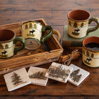 Moose Mug and  Scenery Tree Coaster 8PC Set Kitchen Lifestyle