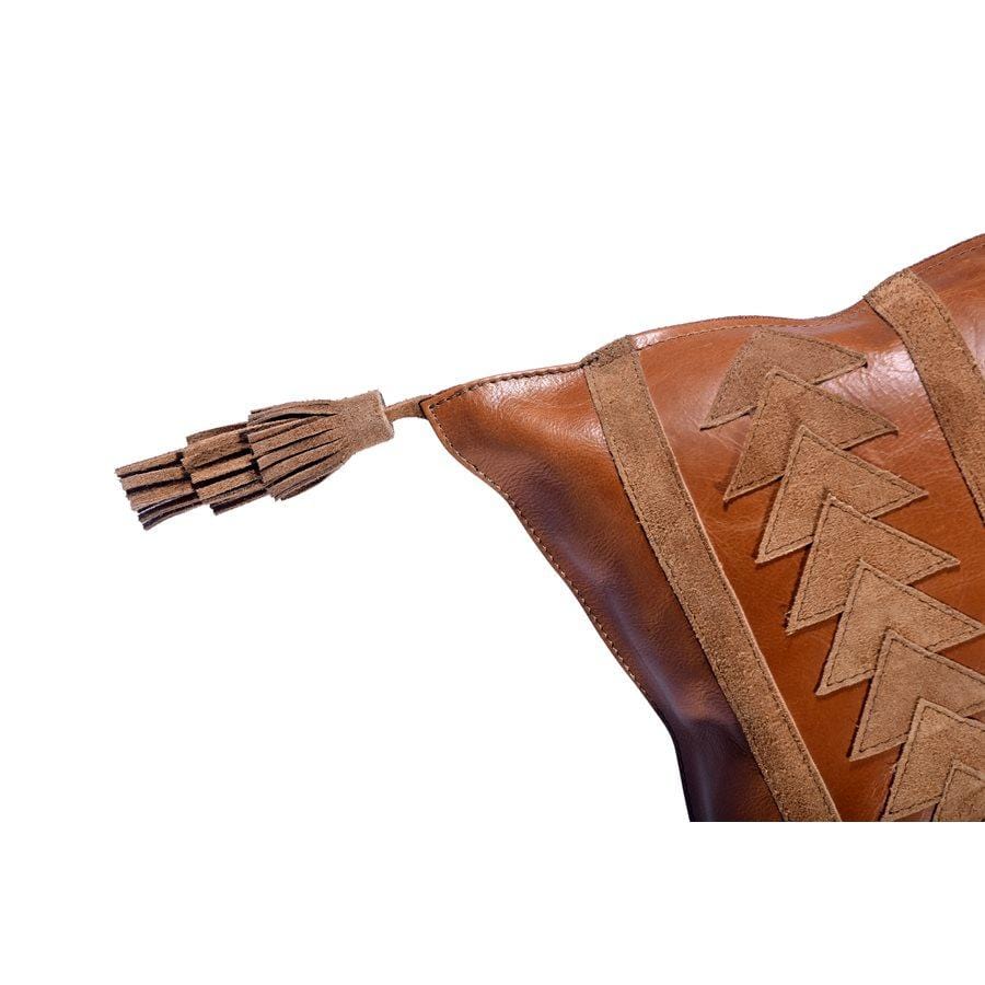 Arrow Genuine Leather Tasseled Throw Pillow, 20x12 Leather Pillow