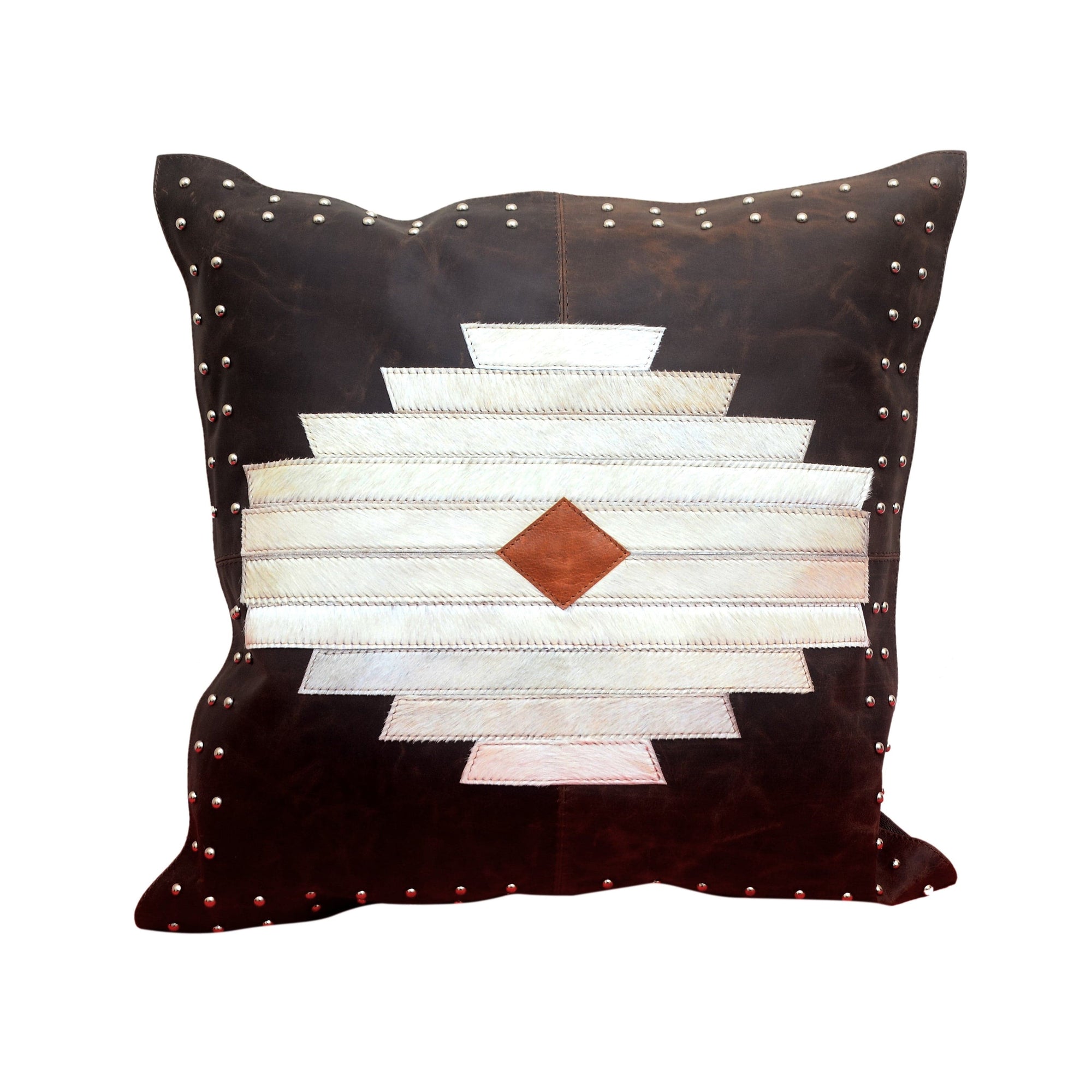 Aztec Genuine Leather & Hide Throw Pillow, 20x20 Leather Pillow