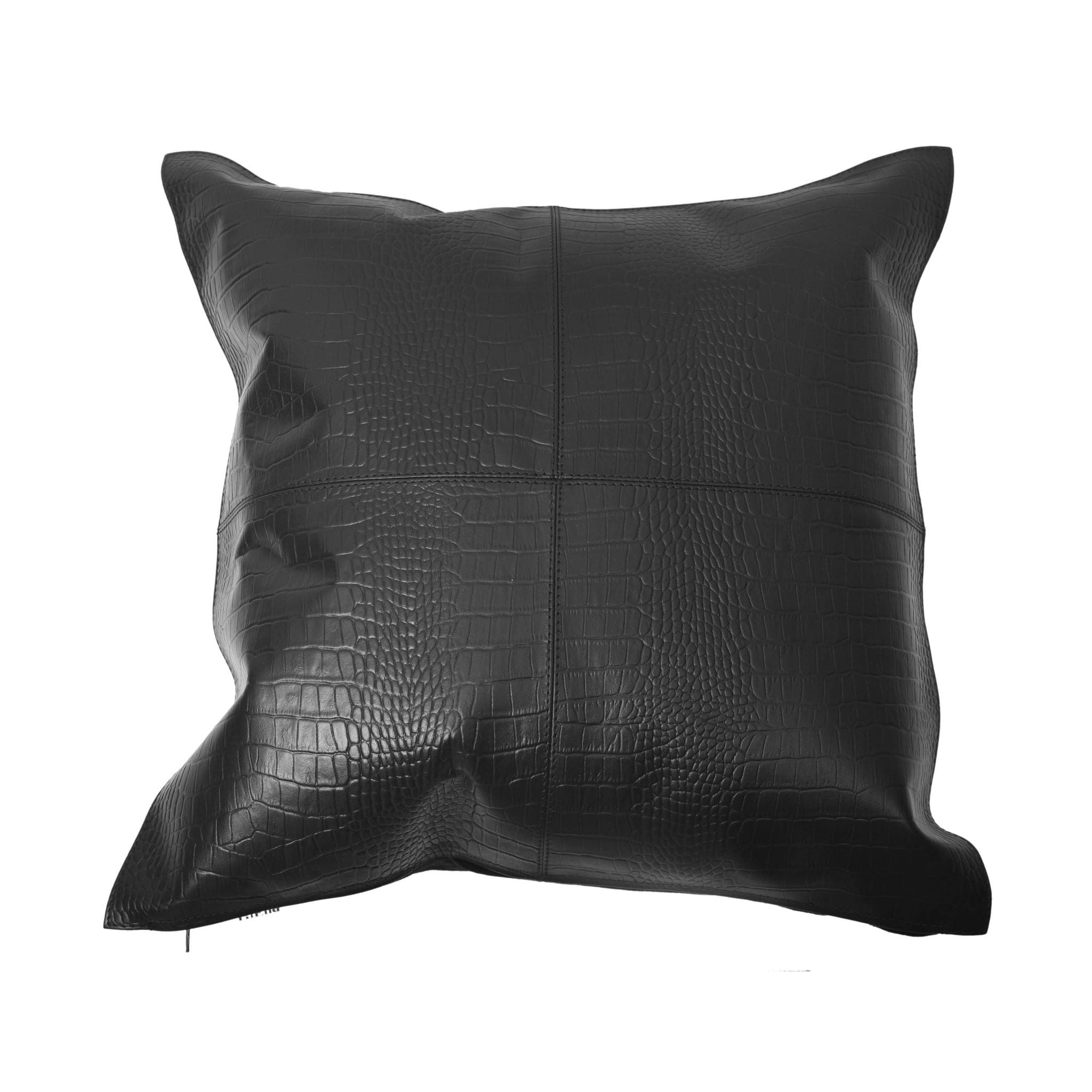 Genuine Leather Embossed Croc Pillow Black Leather Pillow