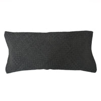 Woven Suede Lumbar Pillow Black Leather Pillow