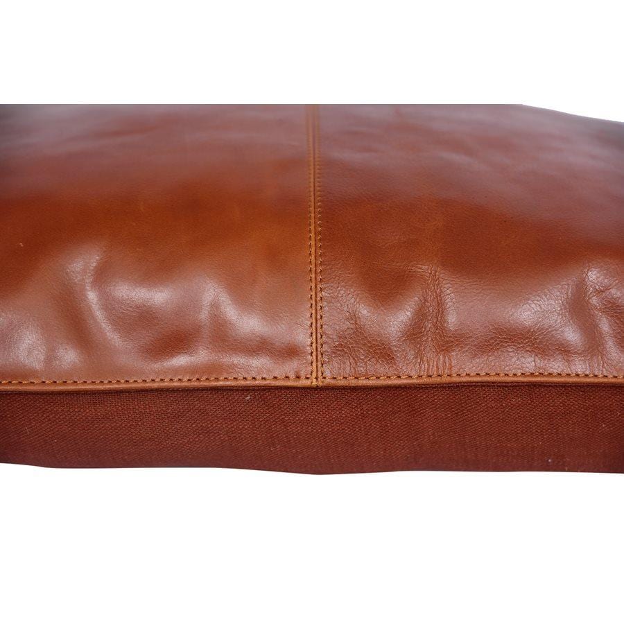 Buckskin (Genuine) Leather Lumbar Pillow, Cognac, 24x16 Leather Pillow