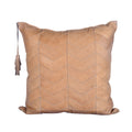Chevron Genuine Leather Tassel Throw Pillow, 20x20 Leather Pillow