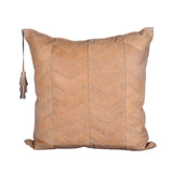 Chevron Genuine Leather Tassel Throw Pillow, 20x20 Leather Pillow
