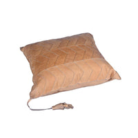 Chevron Genuine Leather Tassel Throw Pillow, 20x20 Leather Pillow