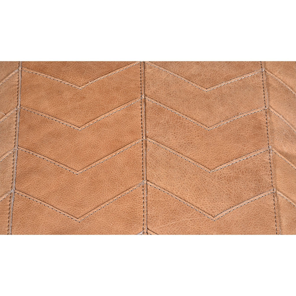 Chevron Genuine Leather Tassel Throw Pillow, 20x20 Leather Pillow