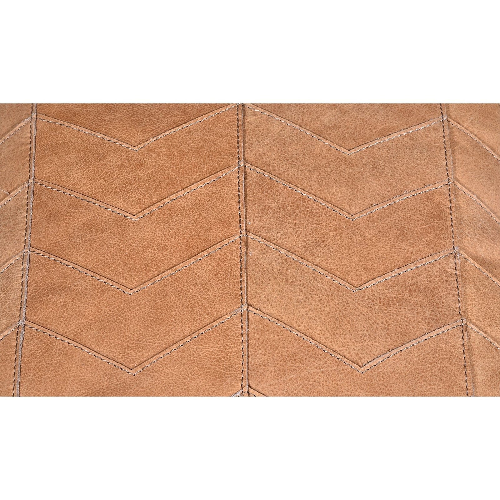 Chevron Genuine Leather Tassel Throw Pillow, 20x20 Leather Pillow