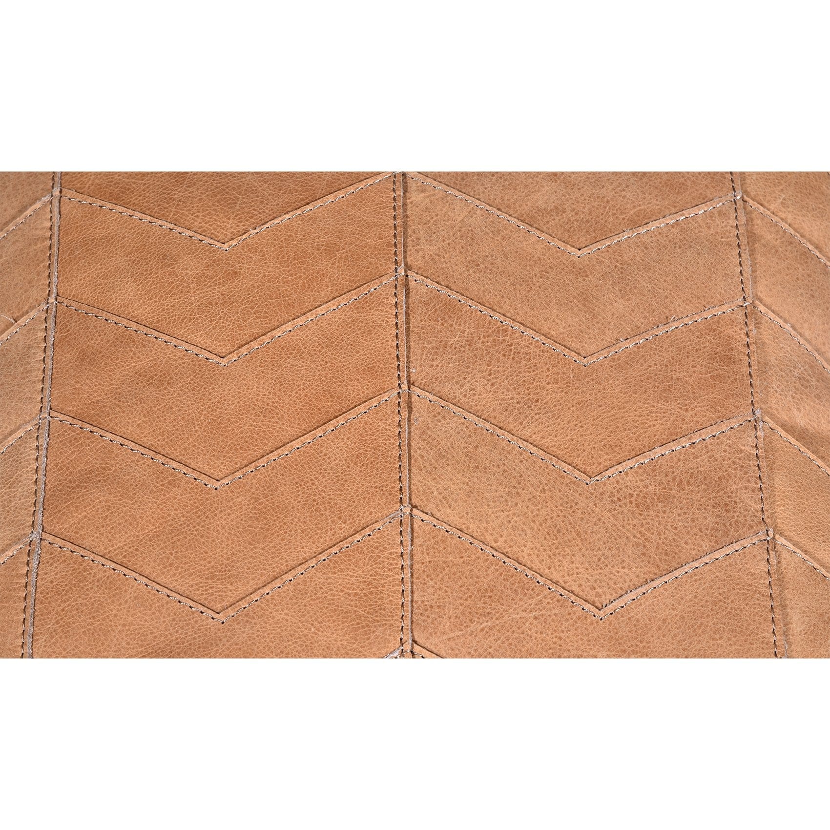 Chevron Genuine Leather Tassel Throw Pillow, 20x20 Leather Pillow