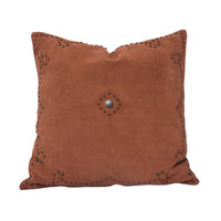 Western Suede Antique Silver Concho & Studded Pillow Tobacco Leather Pillow