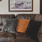 Western Suede Antique Silver Concho & Studded Pillow Leather Pillow