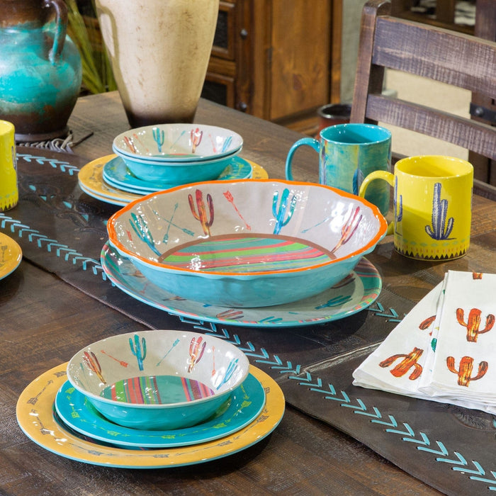 Cactus 14PC Melamine Dinnerware Set Melamine Dinnerware
