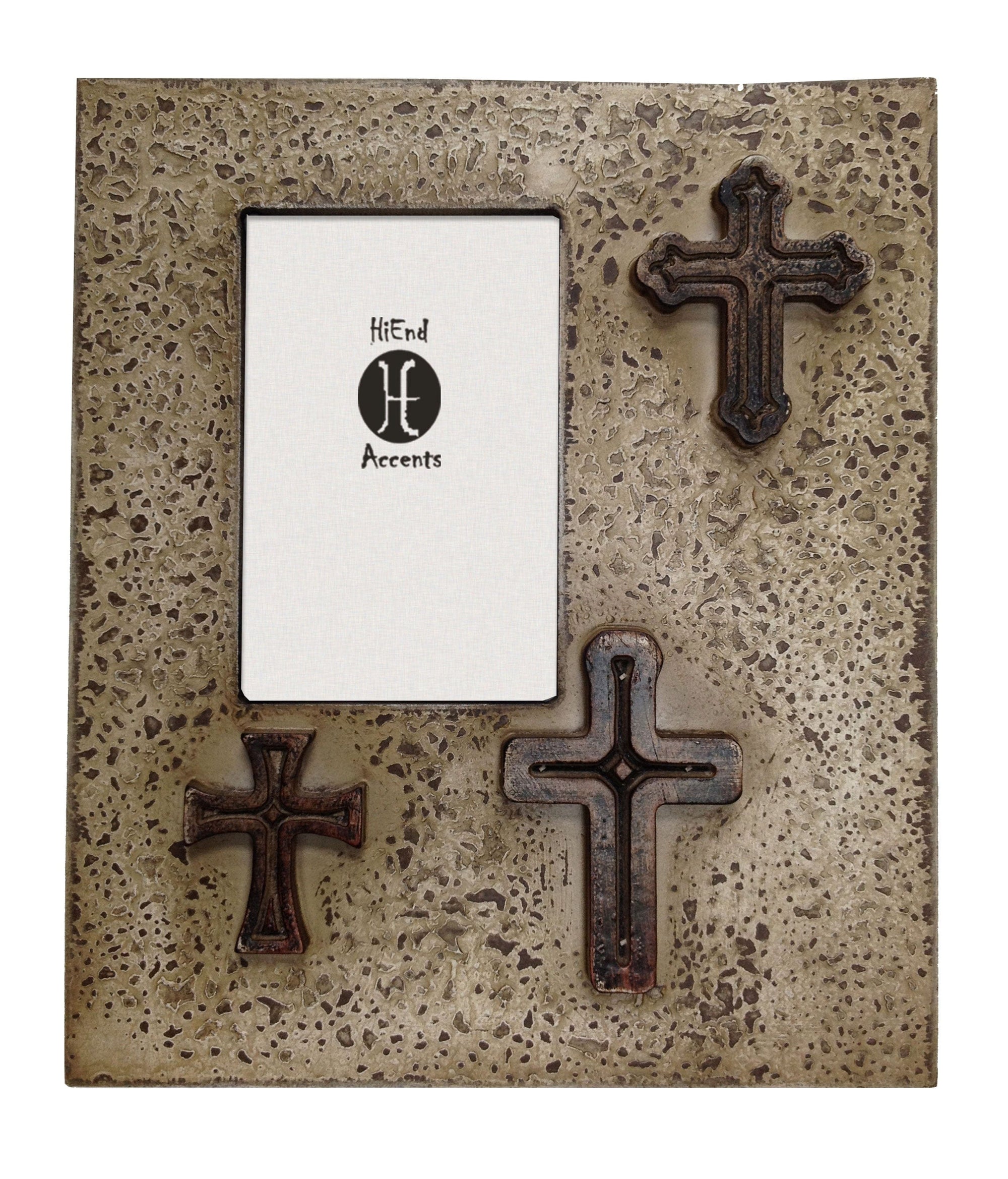 Distressed 3-Crosses Picture Frame, 4x6 - Cream Picture Frame
