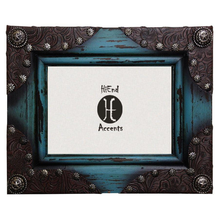 HiEnd Accents Red with Turquoise Squash Blossom Corners Picture Frame
