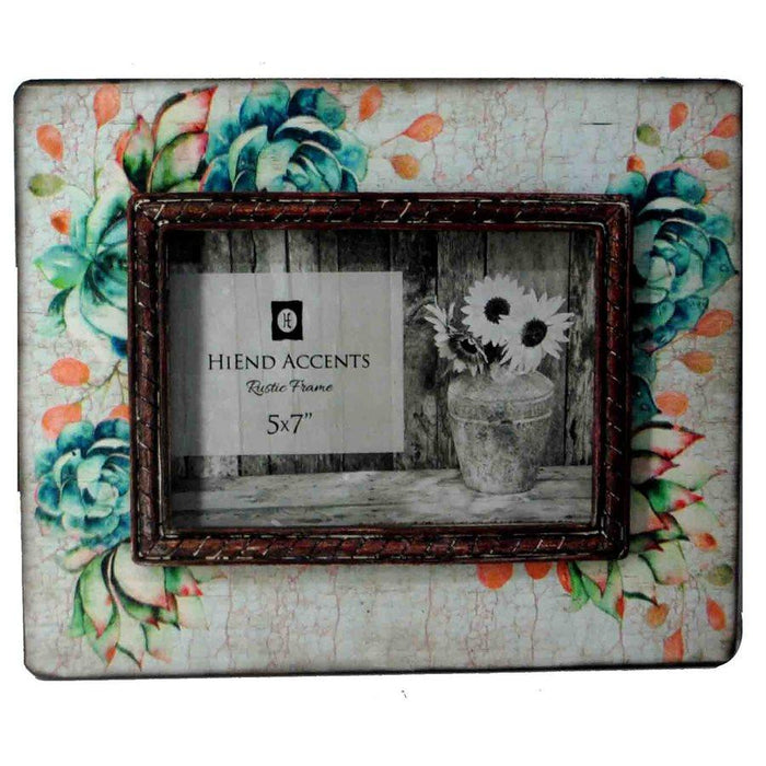 Turquoise & Peach Floral Wood Picture Frame, 5x7 Picture Frame