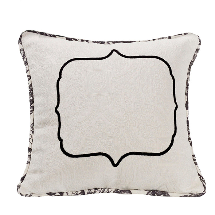 Augusta Embroidered Toile Throw Pillow, 18x18 Pillow