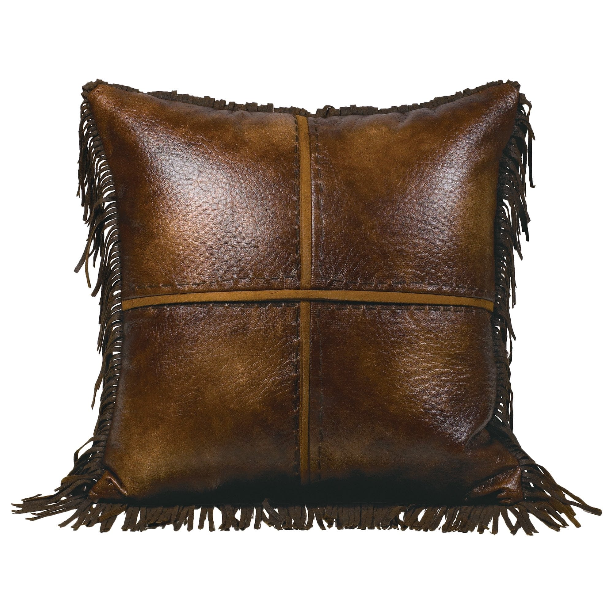 Austin Cross Stitched Faux Leather Throw Pillow | Paseo Road by HiEnd ...