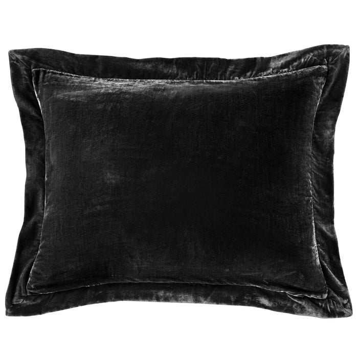 Stella Faux Silk Velvet Flanged Dutch Euro Pillow Black Pillow