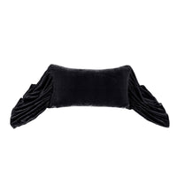 Stella Faux Silk Velvet Long Ruffled Pillow Black Pillow