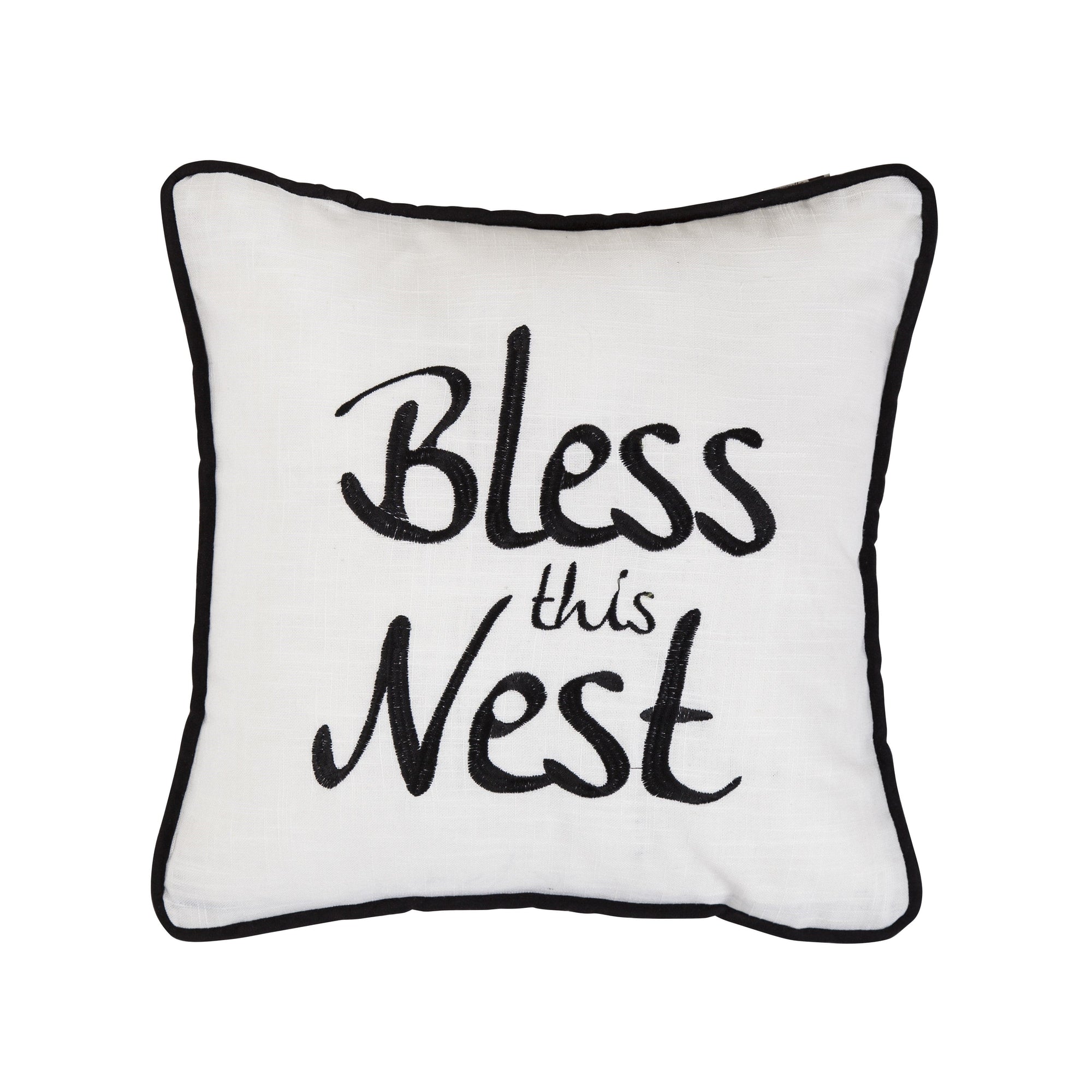 "Bless This Nest" Embroidery Throw Pillow, 18x18 Pillow