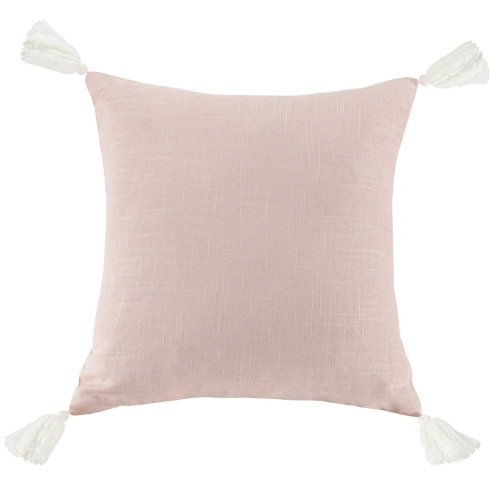 Square Washed Linen Tassel Pillow Blush Pillow
