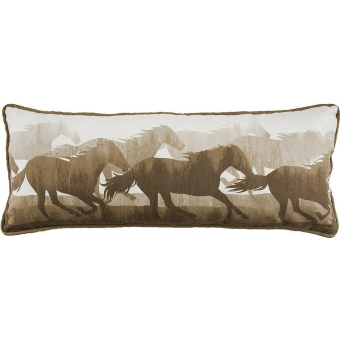 Brown & White Running Horse Body Pillow, 14x36 Pillow