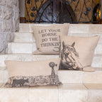 Burlap Horse Head Throw Pillow, 22x22 Pillow