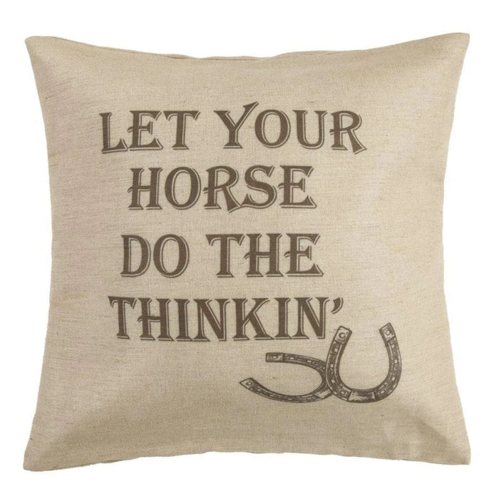 Burlap Horse Phrase Throw Pillow, 22x22 Pillow