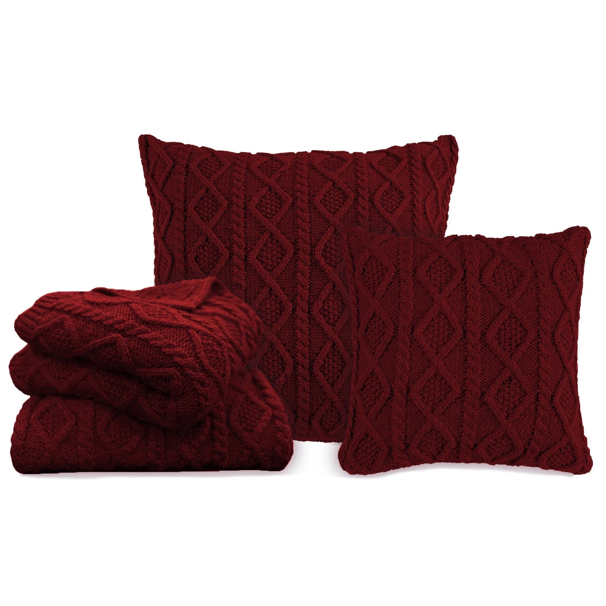 Cable Knit Soft Diamond Throw Pillow, 3 Colors, 18x18 Pillow