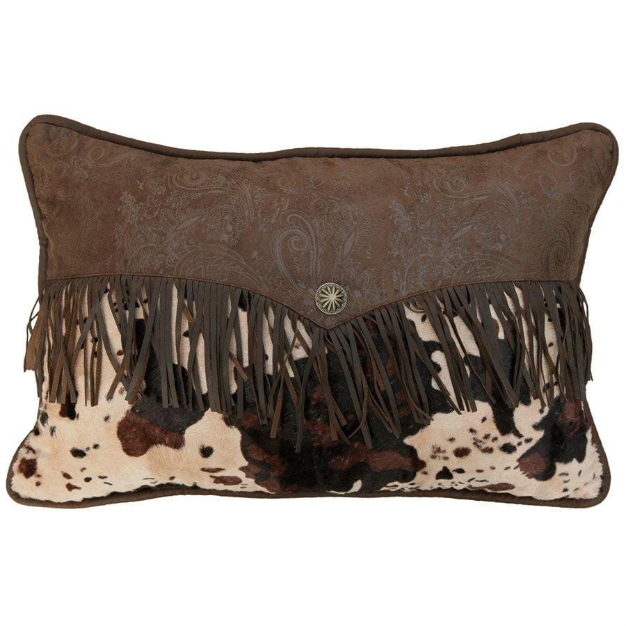 Caldwell Faux Cowhide Lumbar Pillow w/ Fringe Pillow