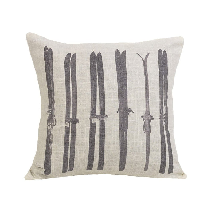 Chalet Gray Printed Ski Throw Pillow, 18x18 Pillow