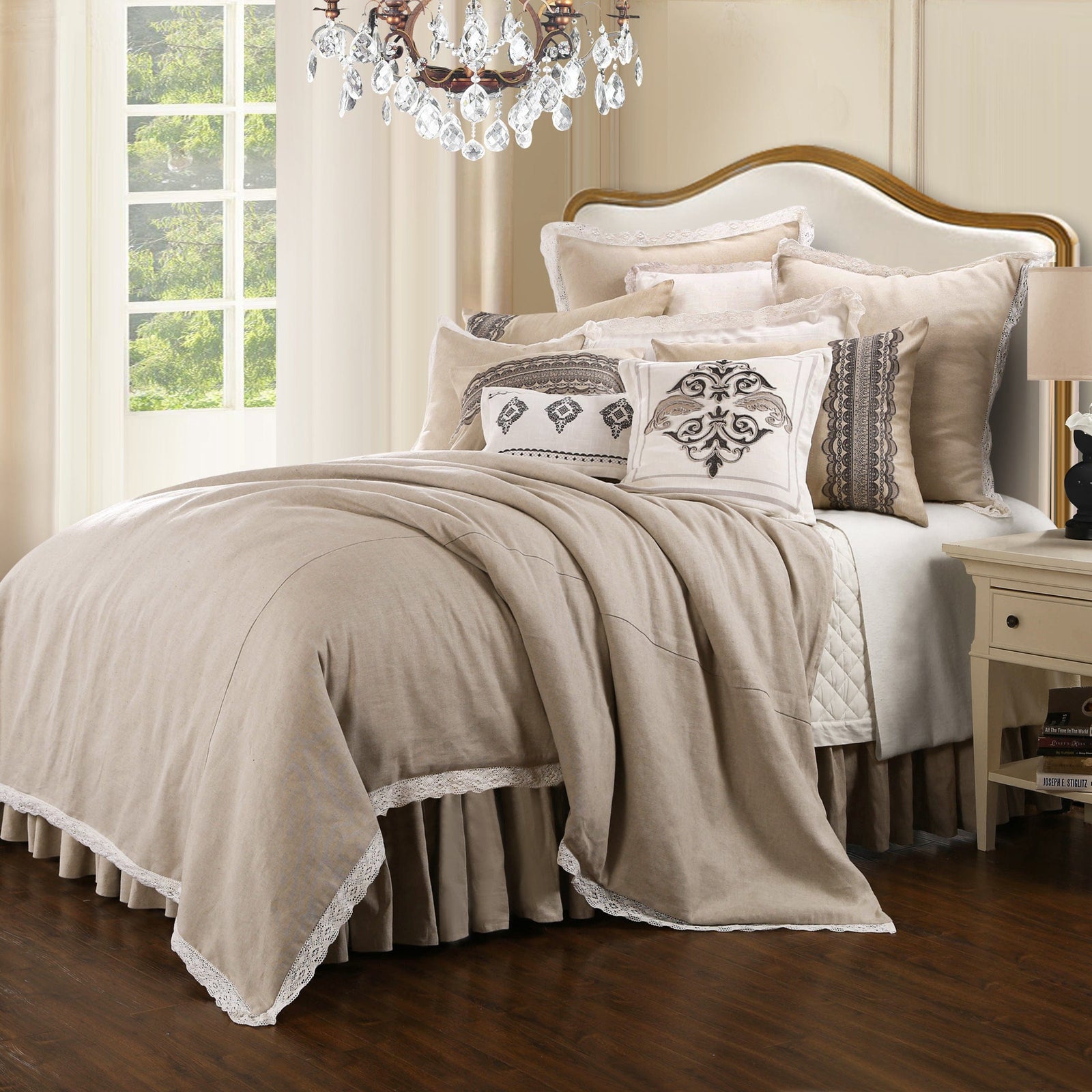 Charlotte Ruffle Trim & Lace/Ruffle Accent Pillow, 18x18 Pillow
