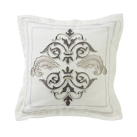 Charlotte Square Outlined Embroidered Pillow w/ Flange, 18x18 Pillow