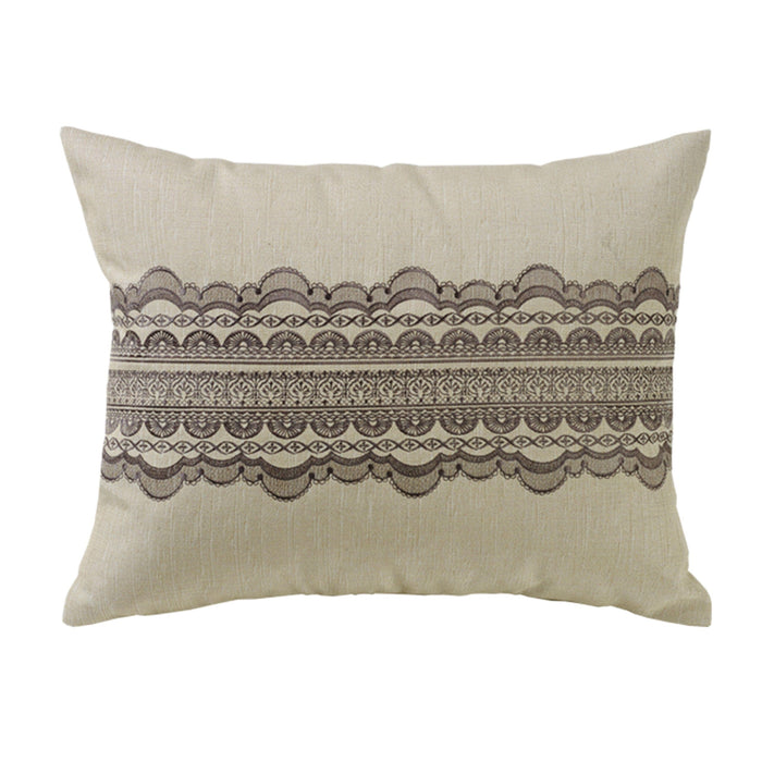 Charlotte Tan Burlap w/ Gray Scallop Lace Design Pillow, 16x20 Pillow