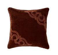 Stella Boot Stitch Embroidered Silk Velvet Pillow Copper Brown Pillow
