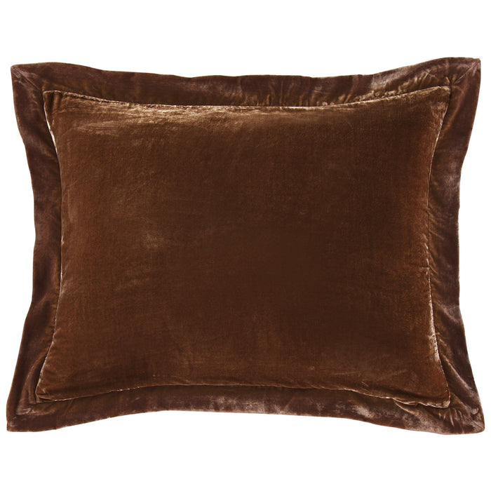 Stella Faux Silk Velvet Flanged Dutch Euro Pillow Copper Brown Pillow