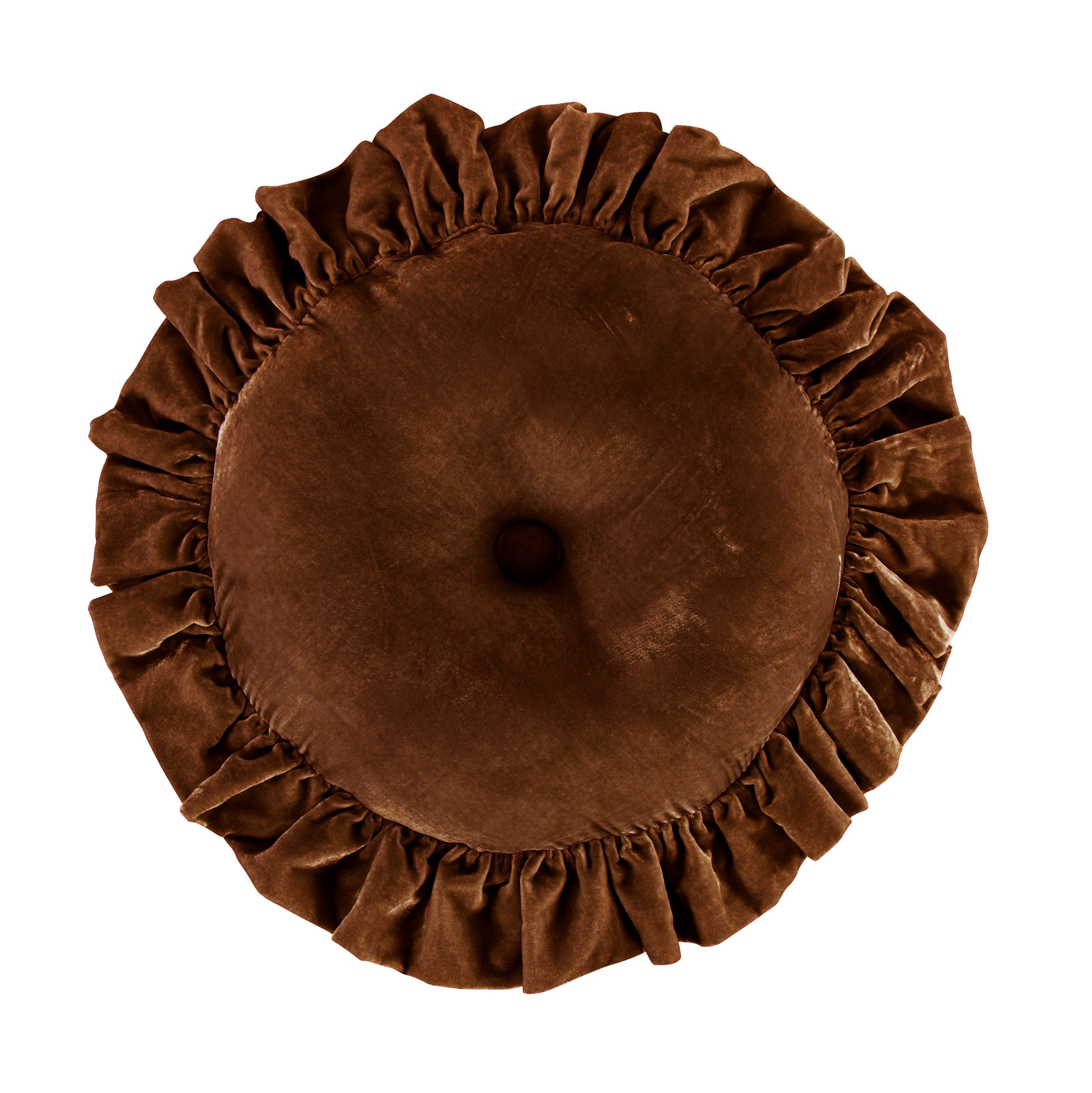 Stella Faux Silk Velvet Round Pillow Copper Brown Pillow