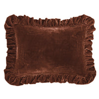 Stella Faux Silk Velvet Ruffled Dutch Euro Pillow Copper Brown Pillow