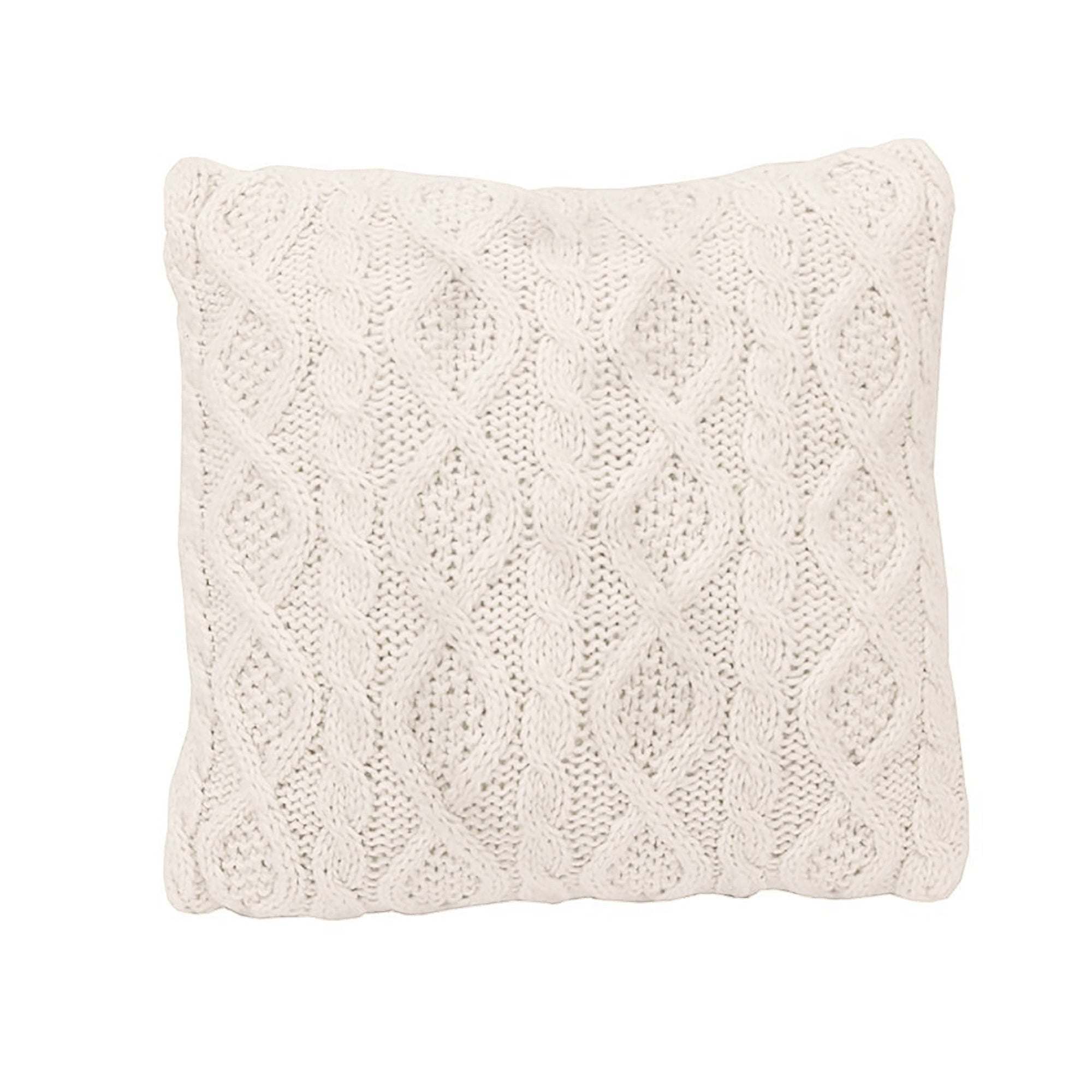 Cable Knit Soft Diamond Throw Pillow, 3 Colors, 18x18 Cream Pillow