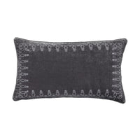 Stella Faux Silk Velvet Embroidered Lumbar Pillow Dark Slate Pillow