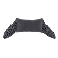 Stella Faux Silk Velvet Long Ruffled Pillow Dark Slate Pillow